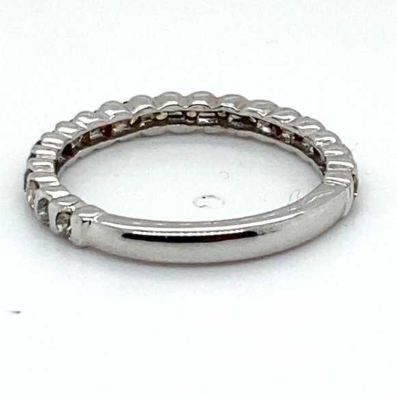 Fancy Colored Diamonds 1.02ct Solid 14K White Gold Eternity Ring - Picture 8 of 8